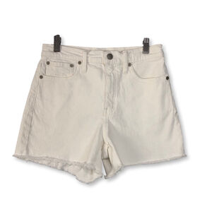 Madewell White High Rise Denim Shorts Raw Hem Size 26